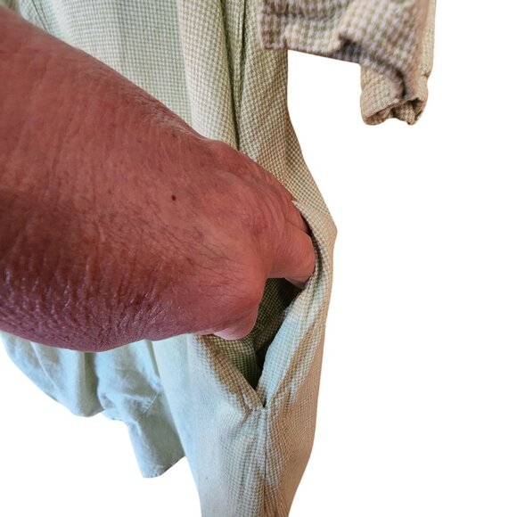 Tulip Womens Small Green Checkered Cotton Dress With Pockets Made In India - Picture 3 of 6